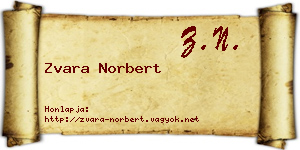 Zvara Norbert névjegykártya